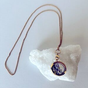 Elegant Gold tone Pendant Necklace with Swarovski gems.
